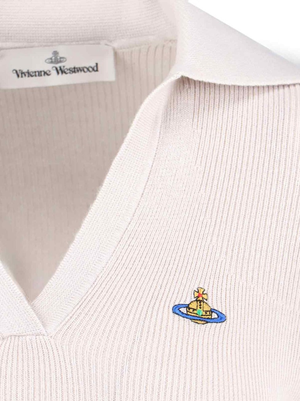 Marina Cream Polo With Multicolor Orb Logo
