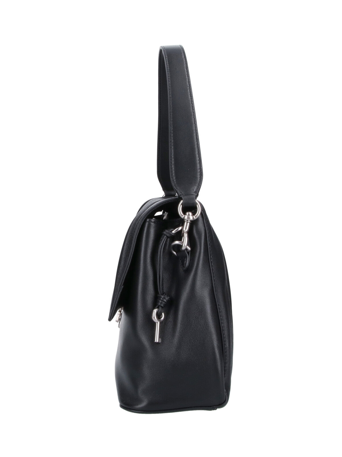 Black The Messenger Gathered Leather Bag