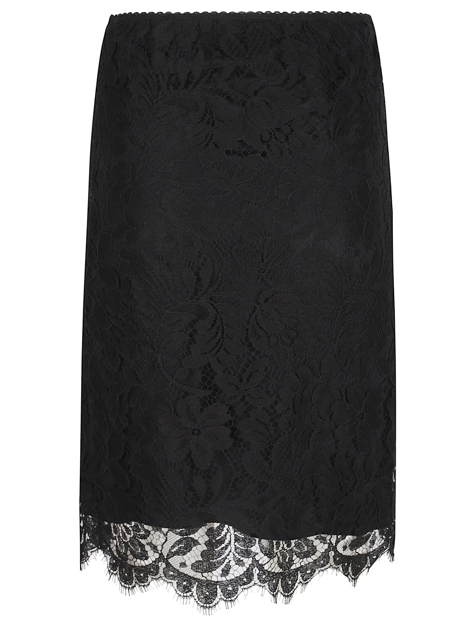 Knee-Length Skirt with Scalloped Hem