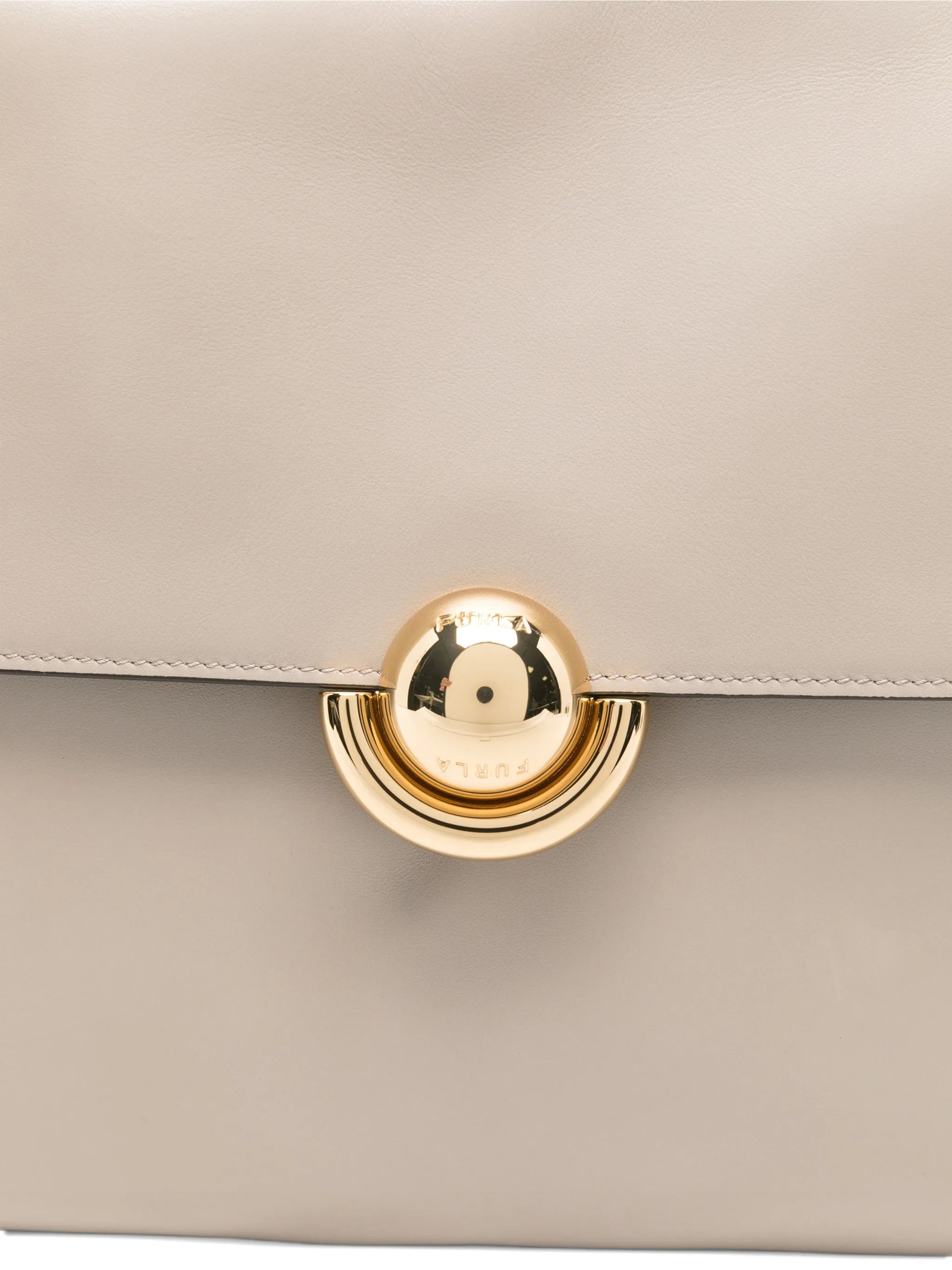 Domus M Structured Neutral Leather Shoulder Bag