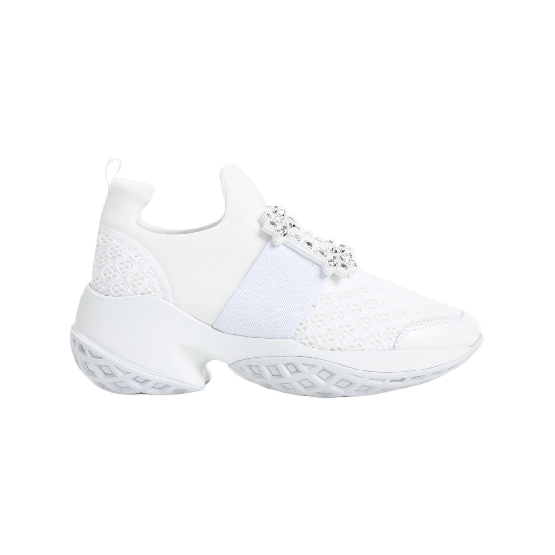 Textured White Sneakers with Decorative Embellishment