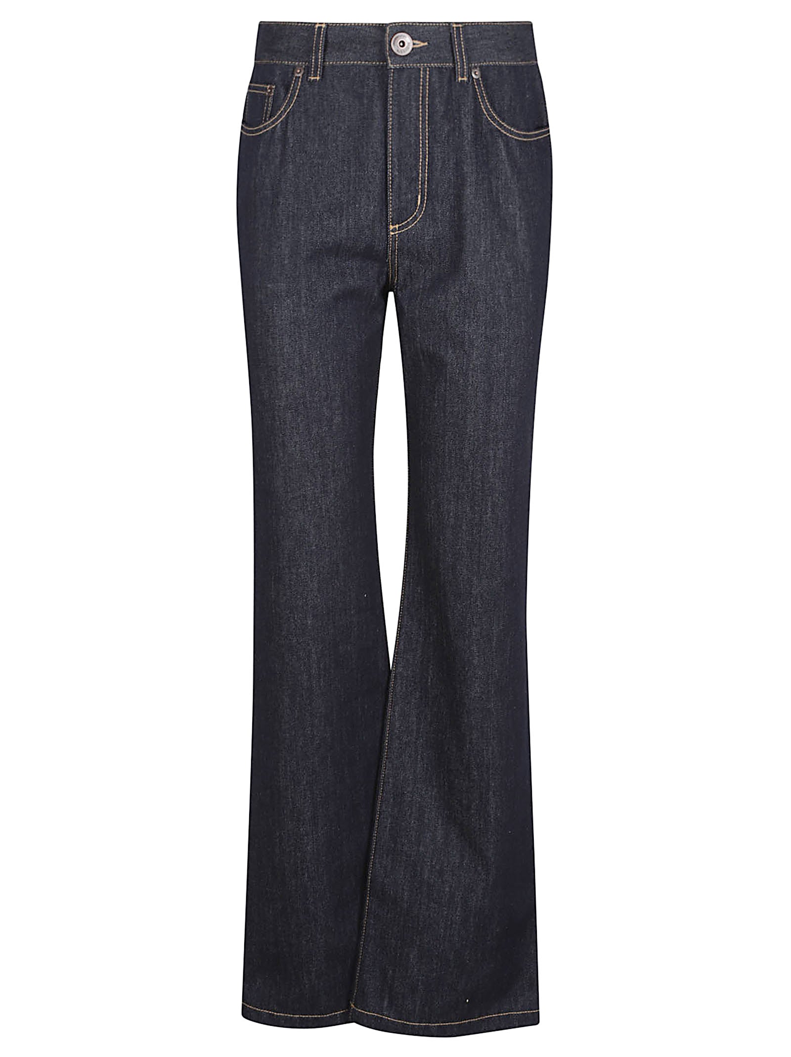 Slightly Flared Blue Denim Jeans
