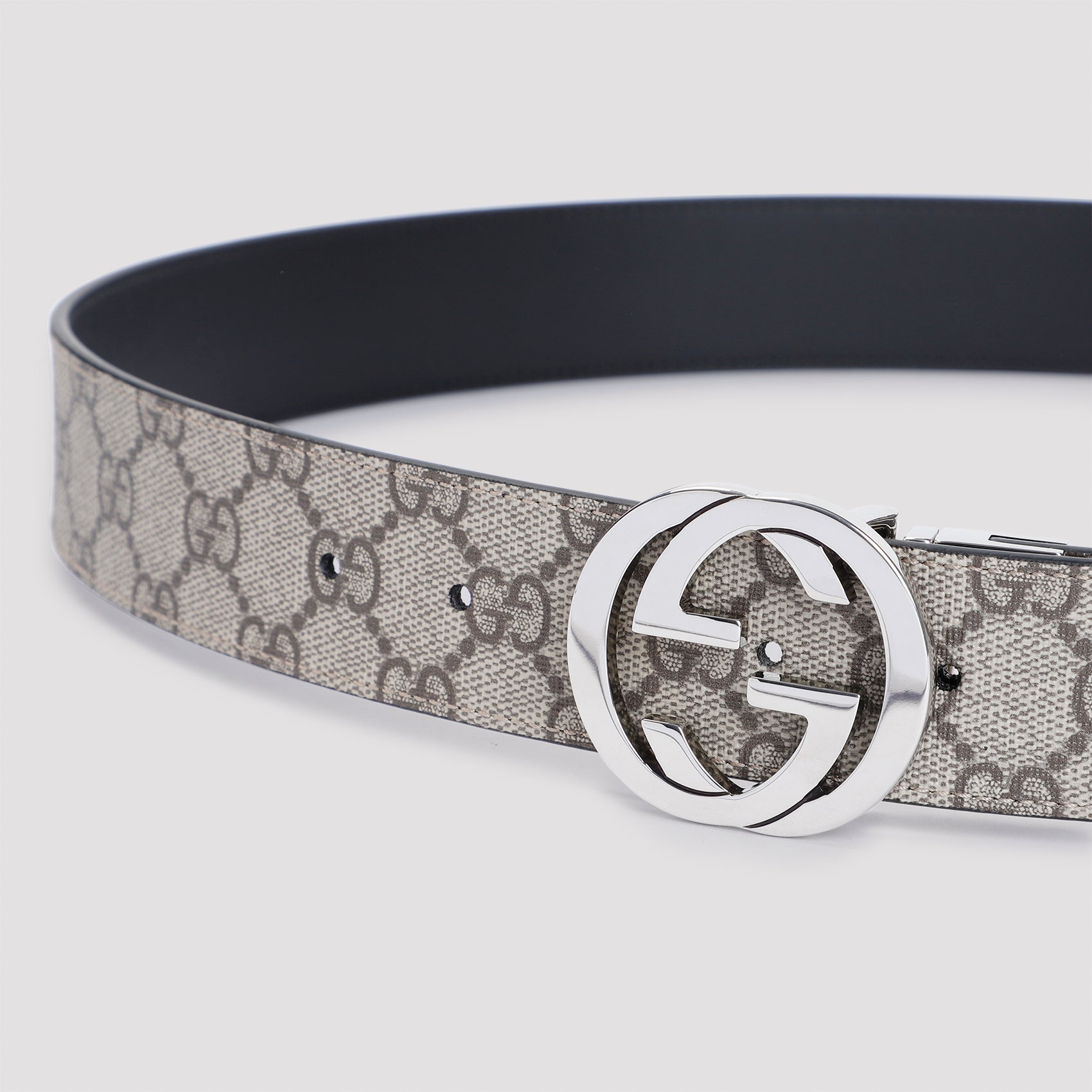 Reversible Beige and Ebony GG Supreme Canvas Belt