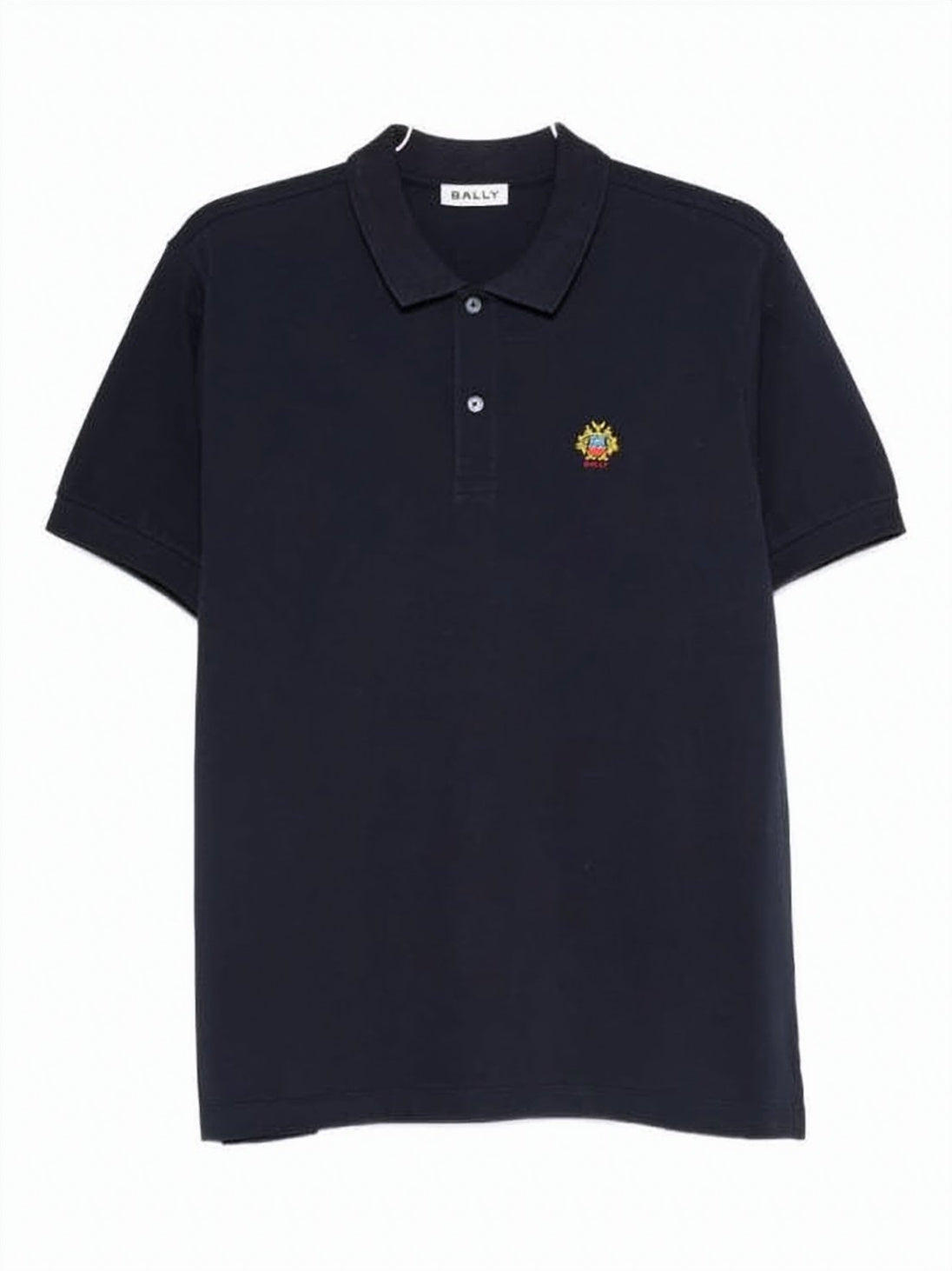 Blue Solid Cotton Two-Button Polo Shirt
