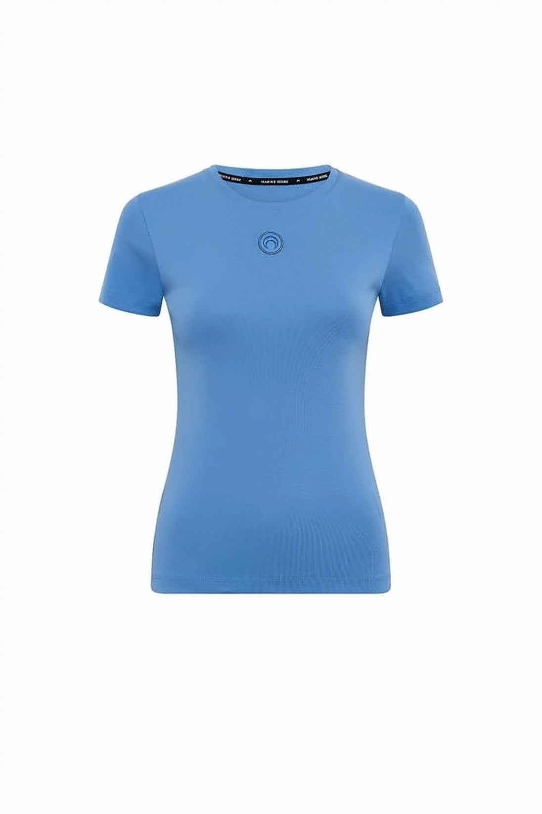 Fitted Blue Cotton Short-Sleeve Tee