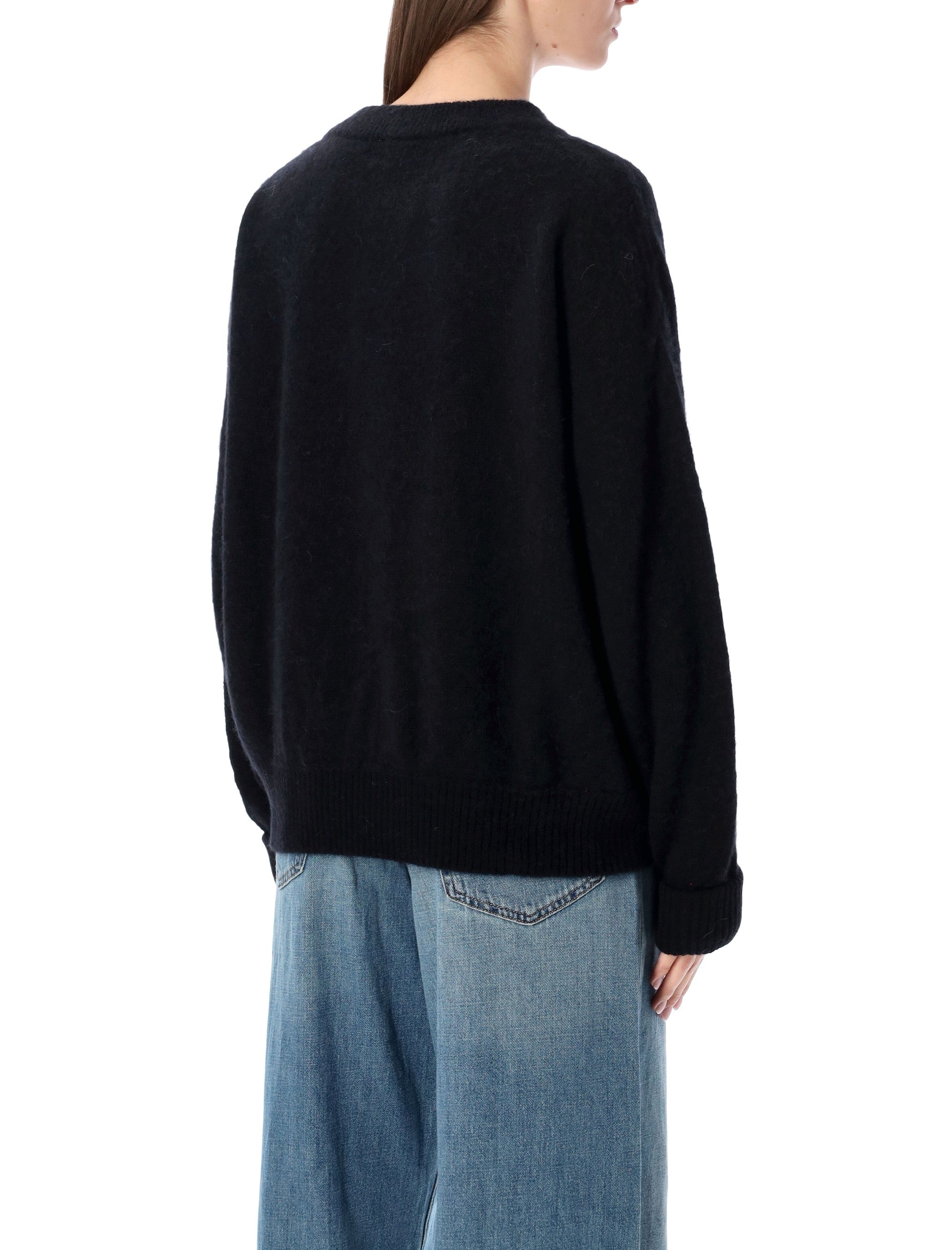Loose Fit Knit Sweater with Boat Neckline in Premium Yarn
