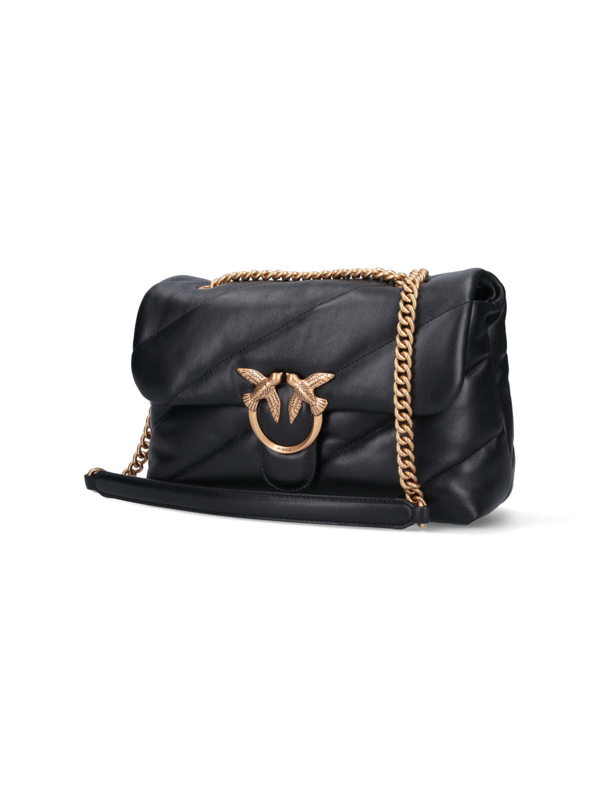 Quilted Nappa Leather Shoulder Bag With Love Birds Buckle