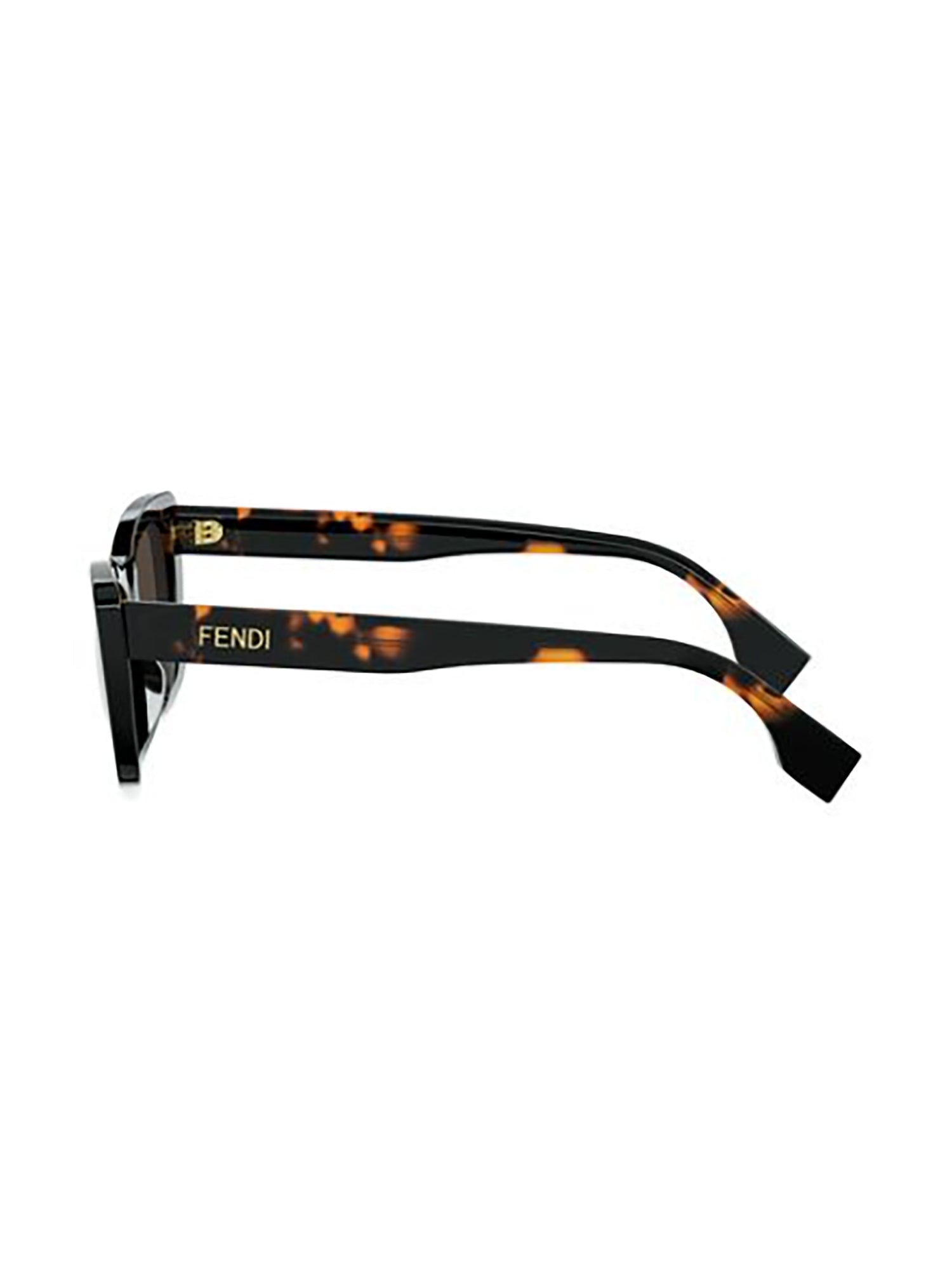 Rectangular Tortoiseshell Frame Sunglasses with Gold Logo Detail