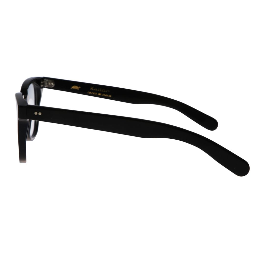 Kore Rounded Square Black Frame Eyeglasses with Metallic Accents