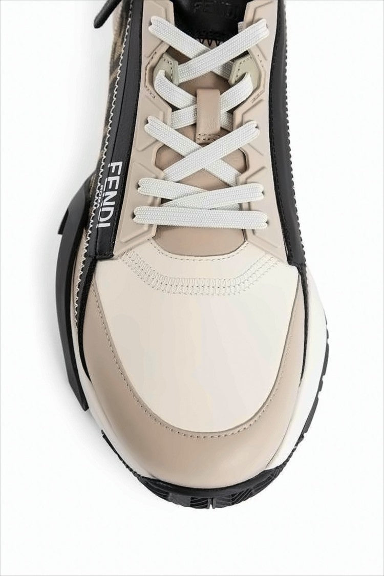 Sleek Neutrals Sneakers With Signature Monogram Design