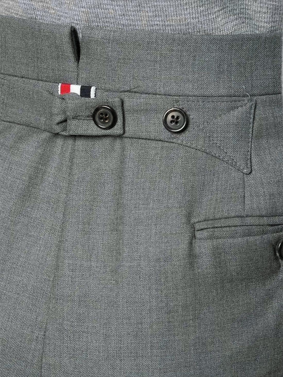 Cropped Tailored Grey Wool Pants with Wide Cuffs
