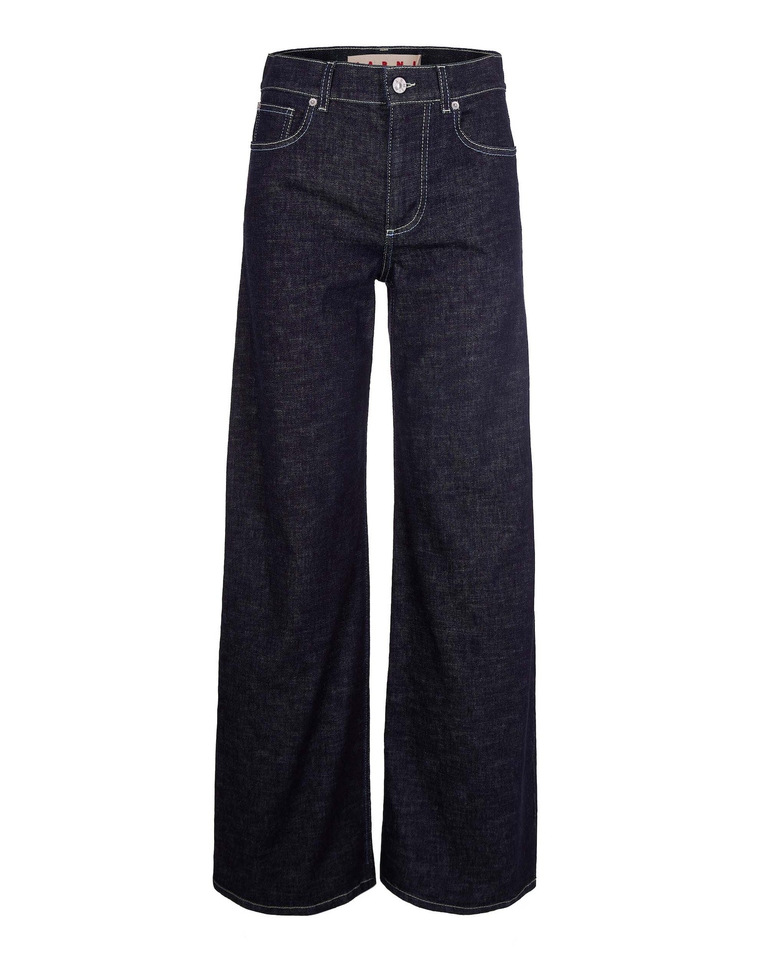 Wide-Leg Denim Jeans With Contrast Stitching