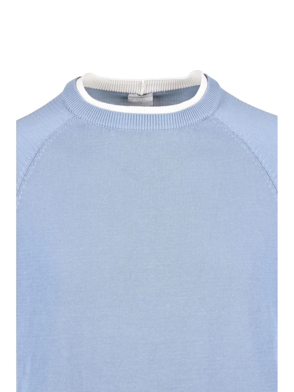 Light Blue Men Cotton Crew Neck Top
