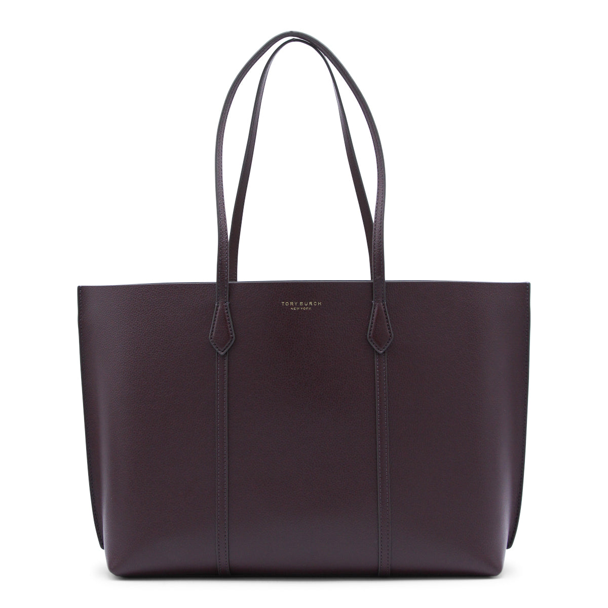 Dark Brown Leather Tote with Logo
