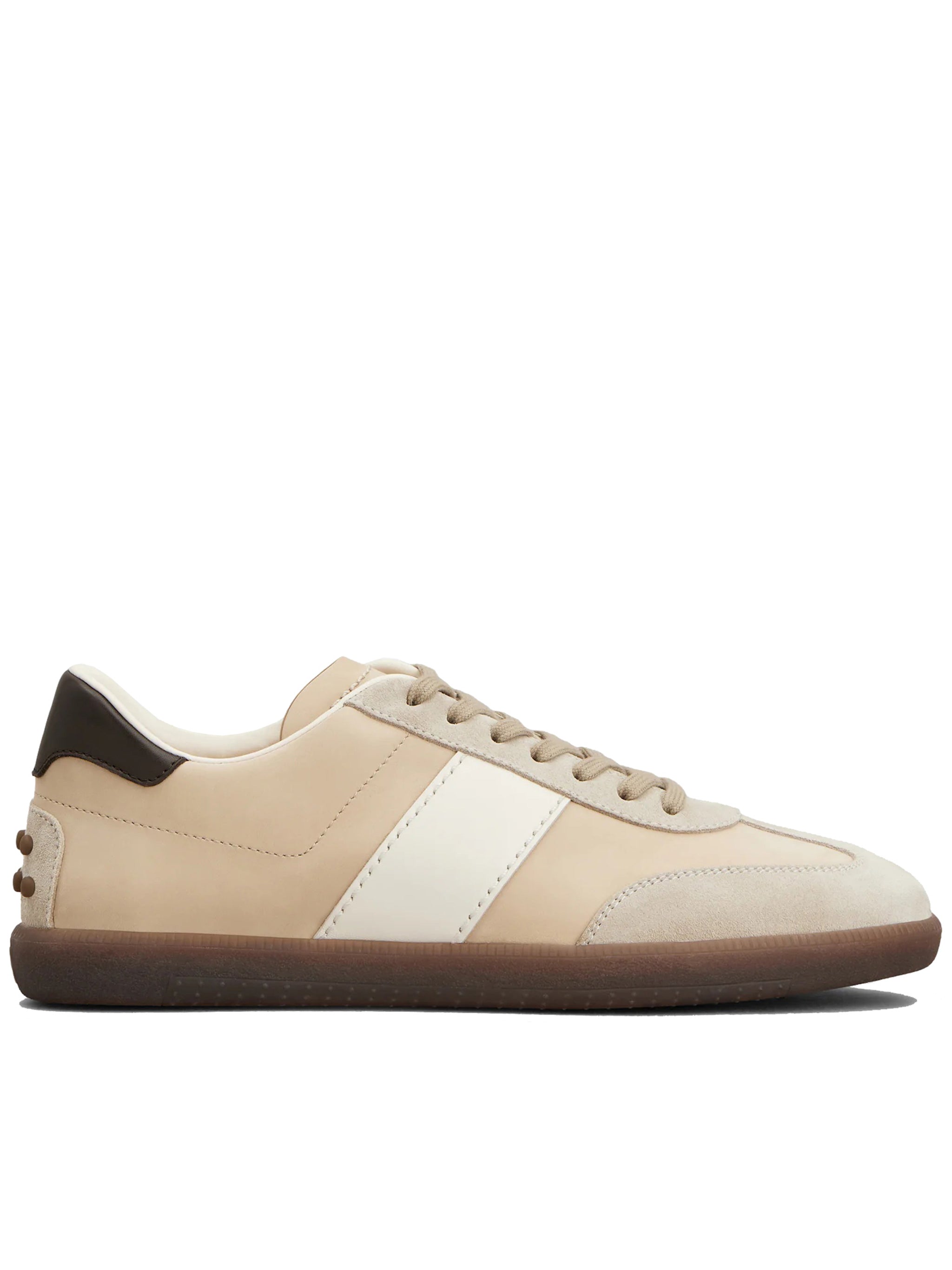 Beige Calzature Low-Top Leather Sneakers