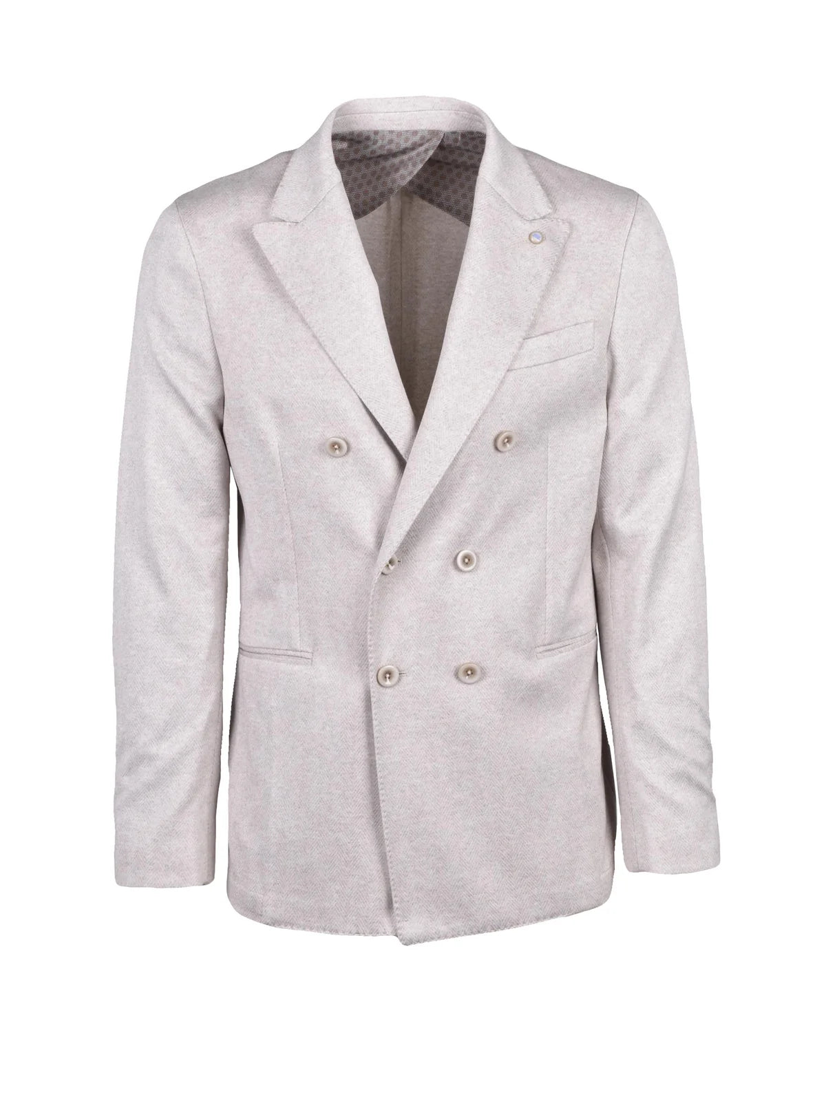 Beige Viscose Polyester Elastane Double-Breasted Jacket