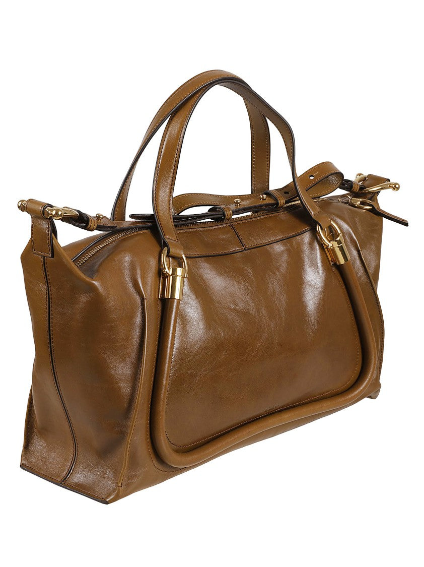 Structured Leather Shoulder Bag With Gold-Tone Hardware