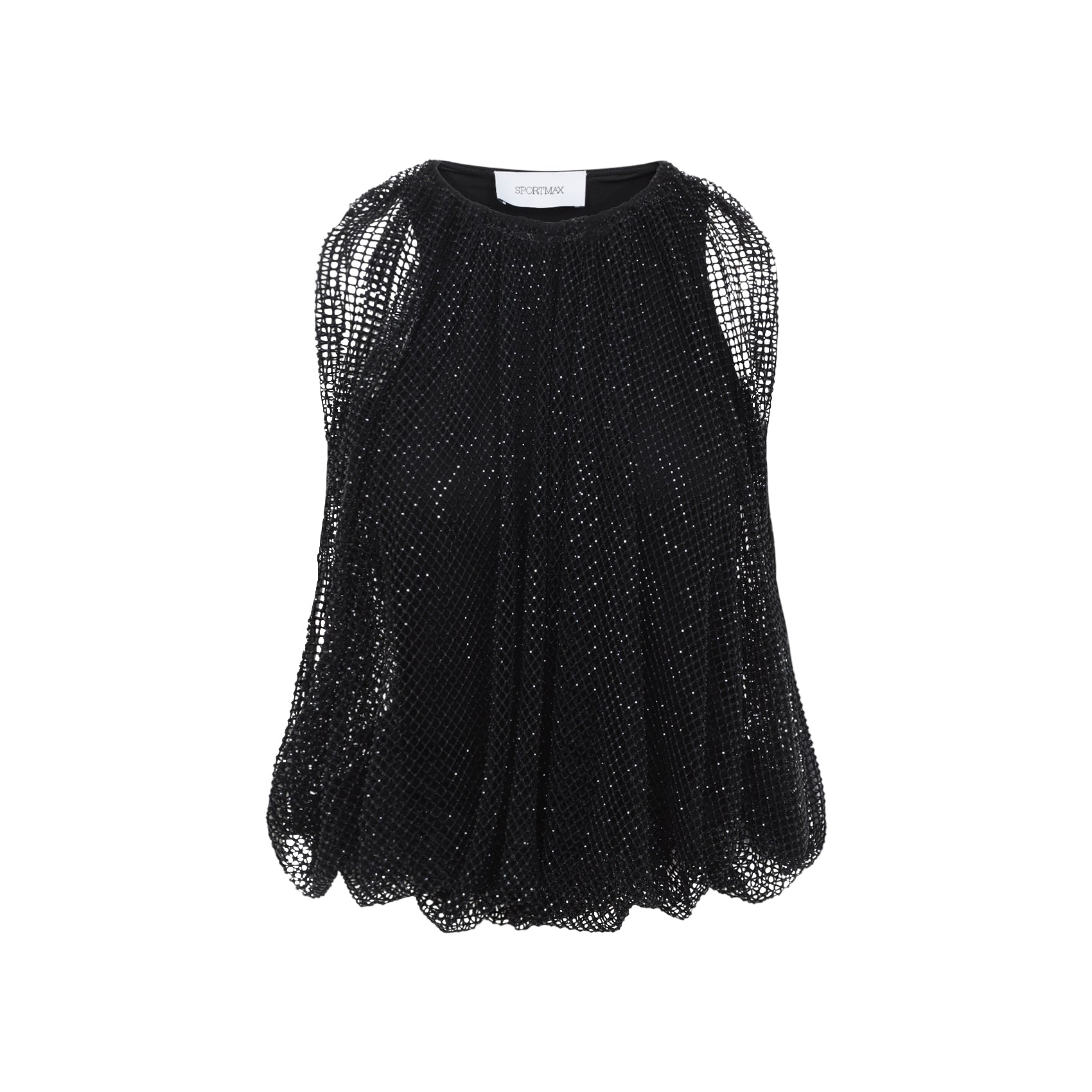 Sleeveless Black Mesh Overlay Top