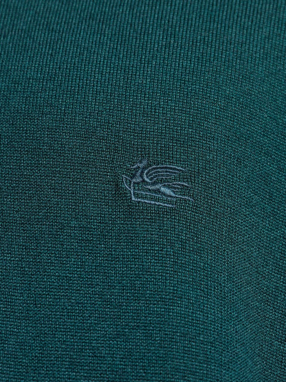 Long-Sleeved Bottle Green Knit Polo Shirt