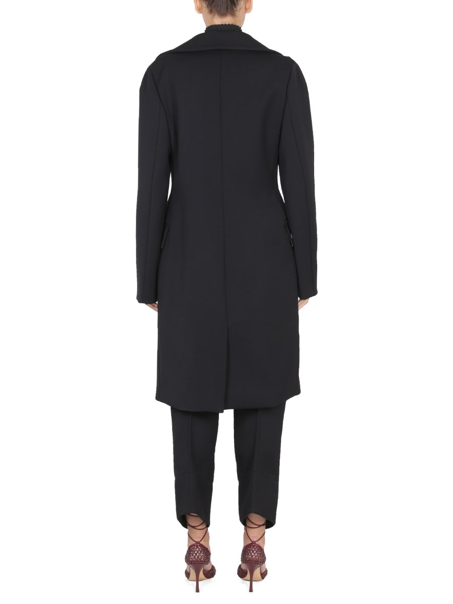 Double-Breasted Coat with Convertible Collar and Tailored Fit