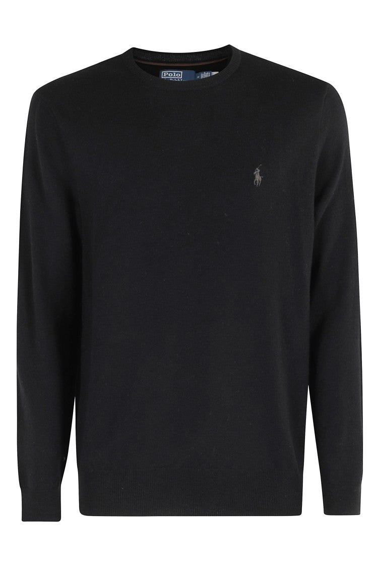 Crew Neck Black Wool Sweater