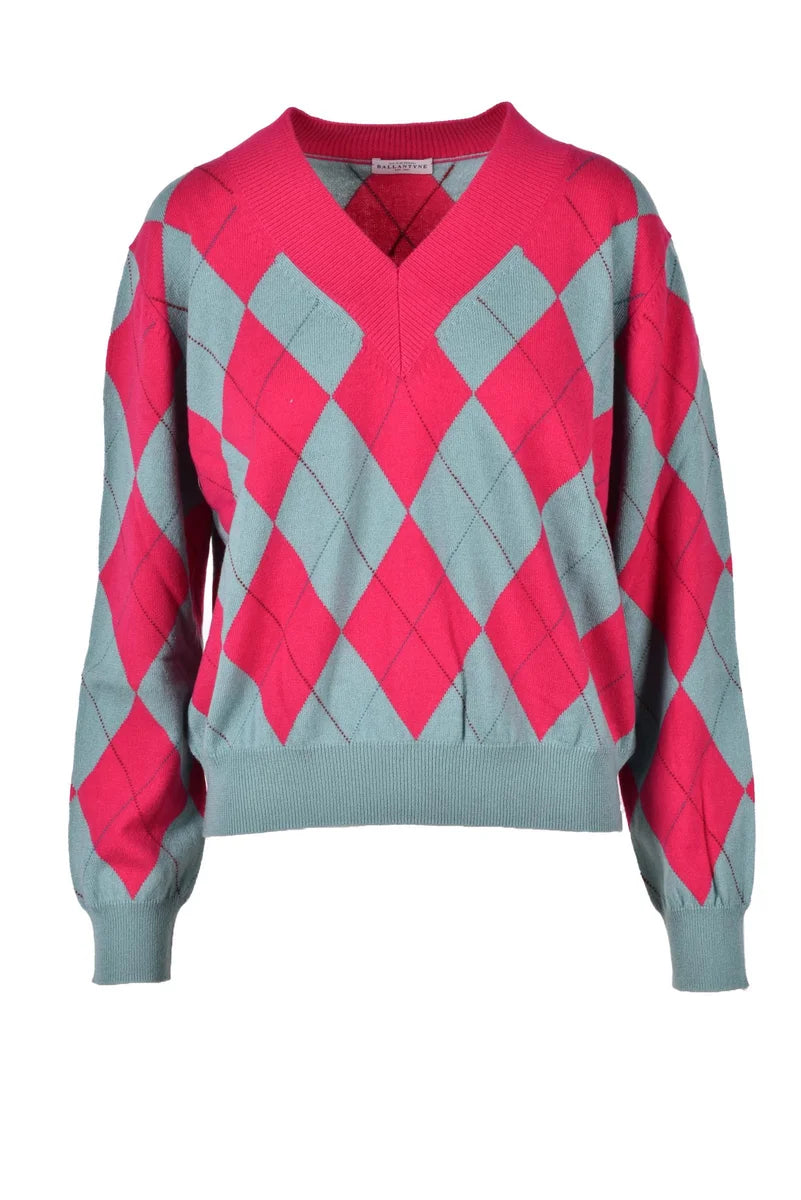 Argyle Pattern Cashmere Pullover Sweater