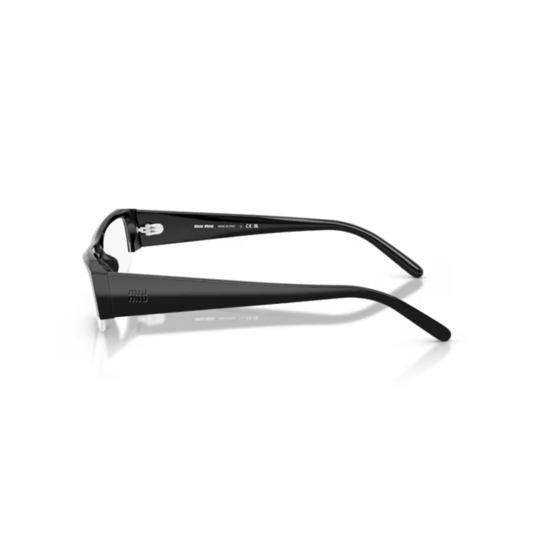 0mu B07s Semi-Rimless Black Acetate Eyeglasses