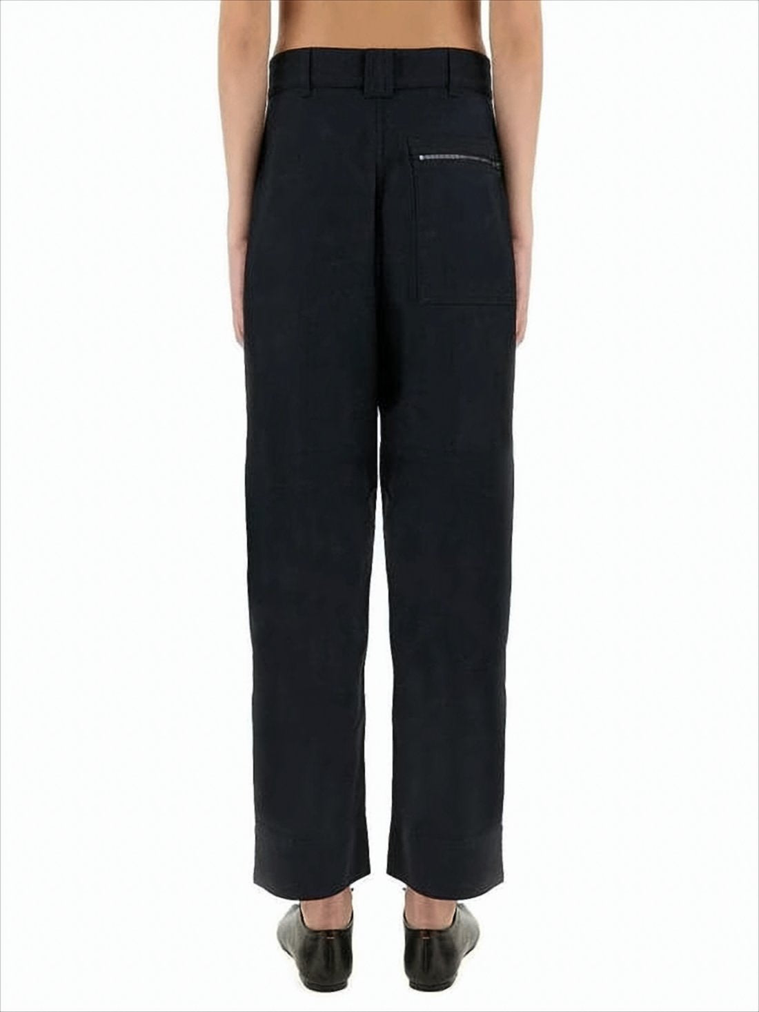 Straight-Leg Pants with Mid-Rise Waist and Zipper Detail
