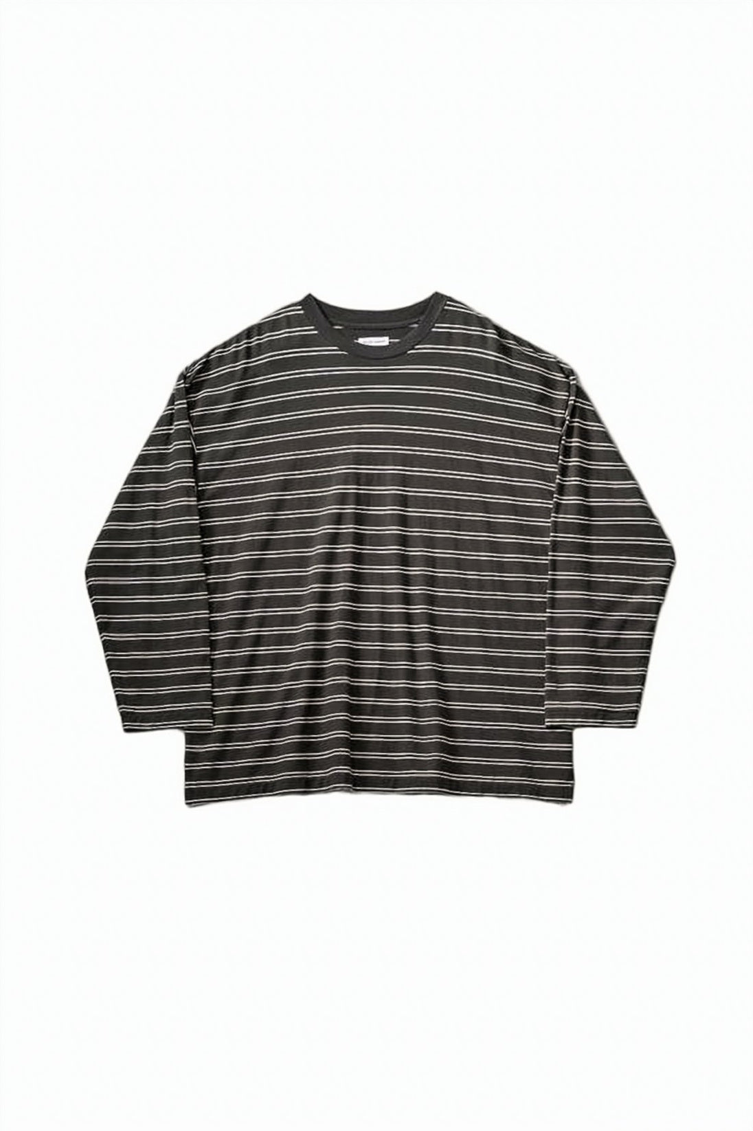 Relaxed Boxy Fit Long-Sleeve Shirt with Horizontal Stripes