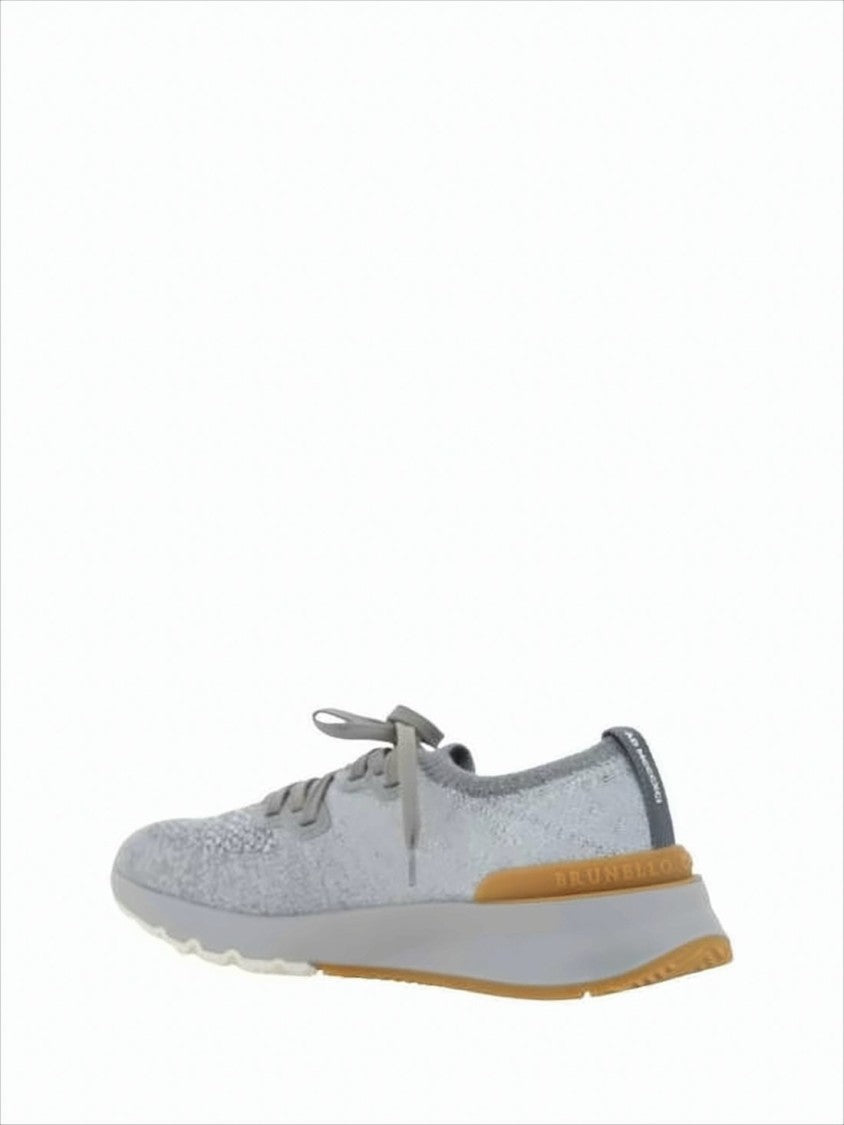 Knitted Grey Sneakers with Cushioned Sole