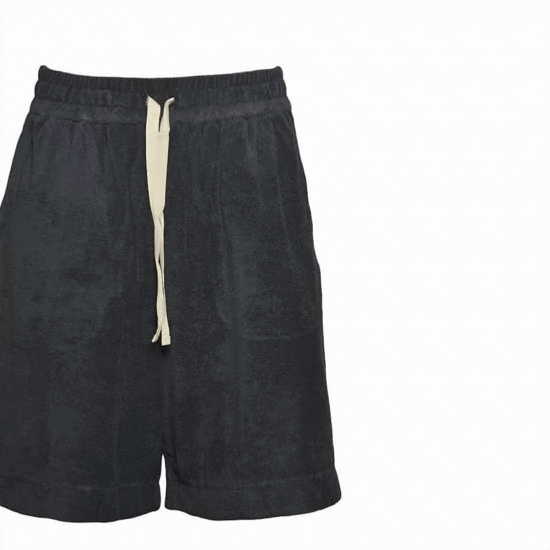 Relaxed Fit Black Cotton Shorts