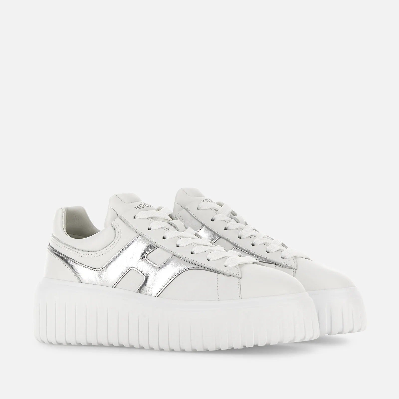 H-Stripes Lace-Up Sneakers in Sheepskin and Calfskin
