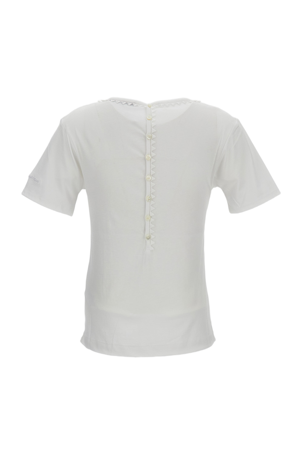 Short-Sleeved Cotton T-Shirt with Passementerie Trim and Embroidered Logo