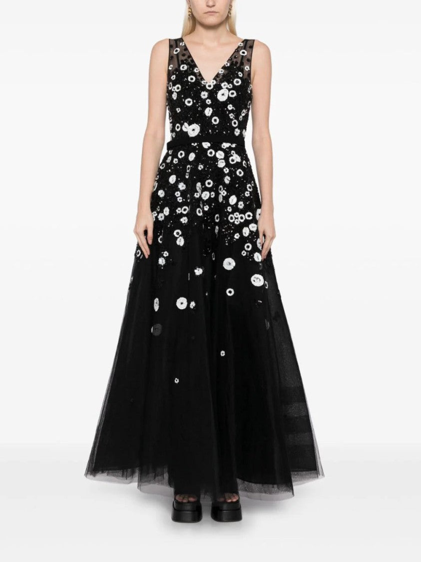 Tulle, Ankle Length Dress With Dotted Beading