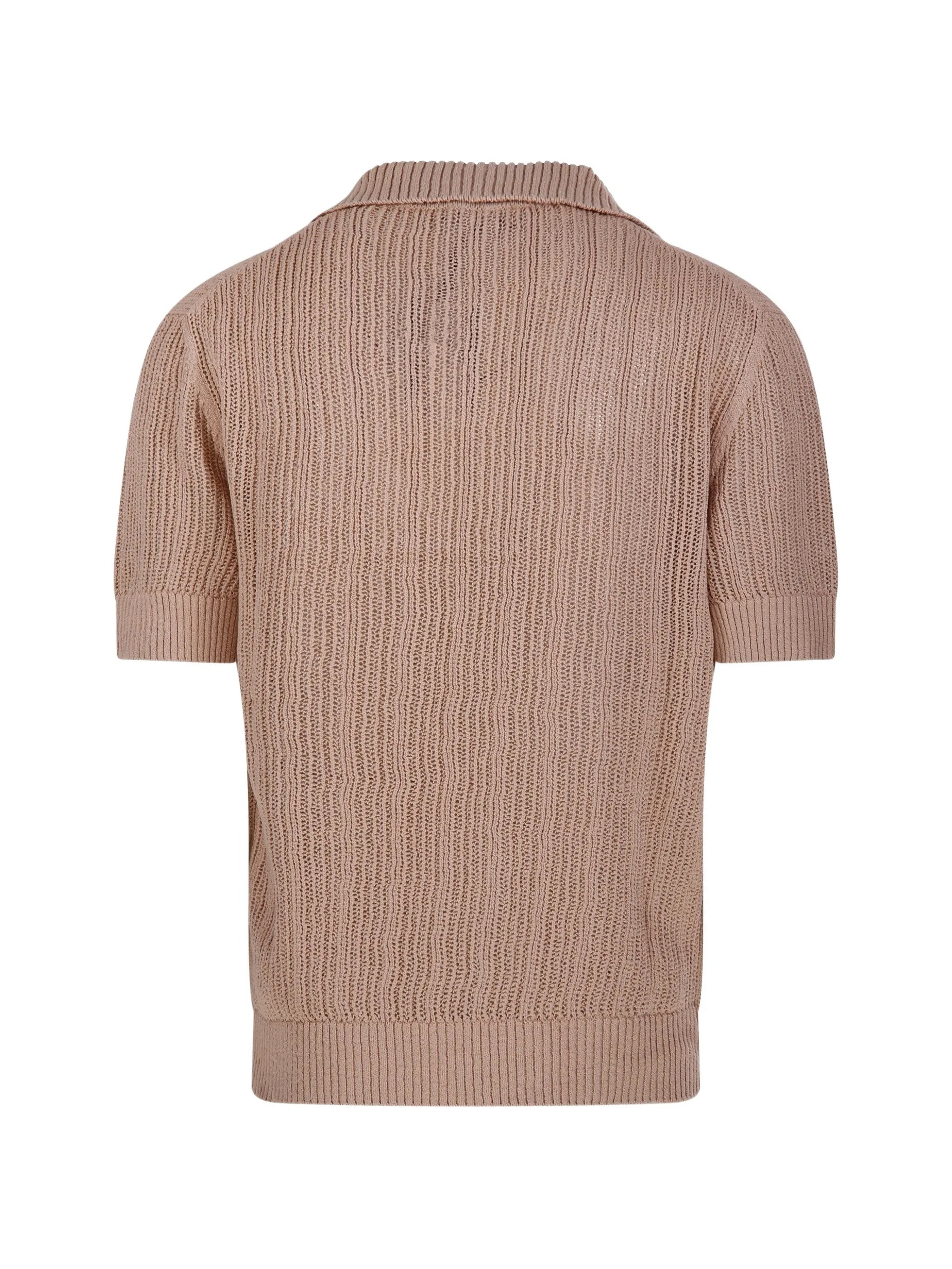 Neutral Polo Textured Knit Cotton Polo