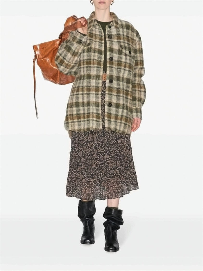 Relaxed Boxy Plaid Coat with Classic Collar
