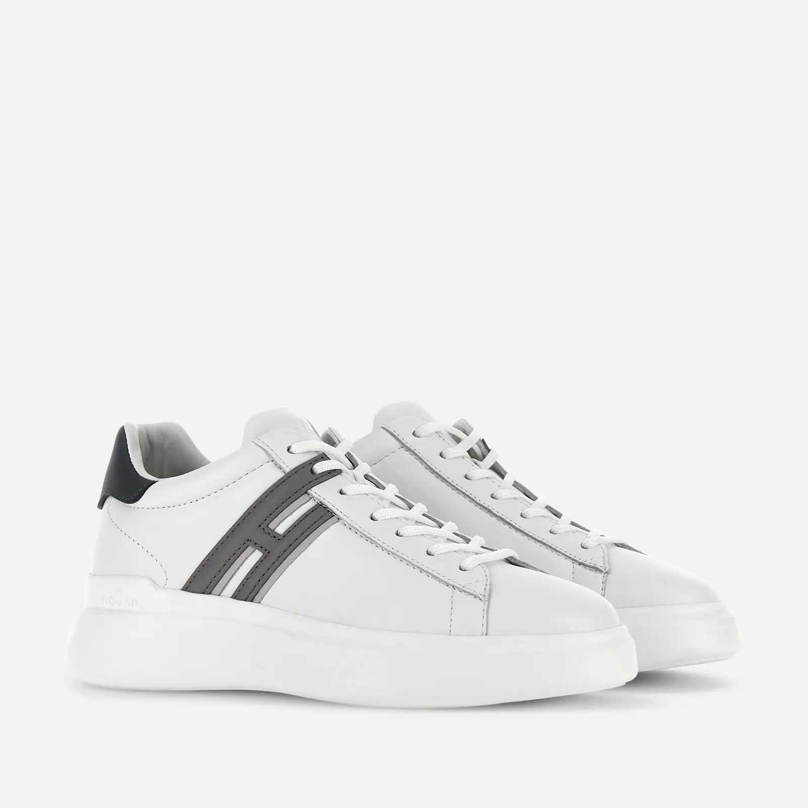 Refined Leather Sneakers With Contrasting 'H' Detail
