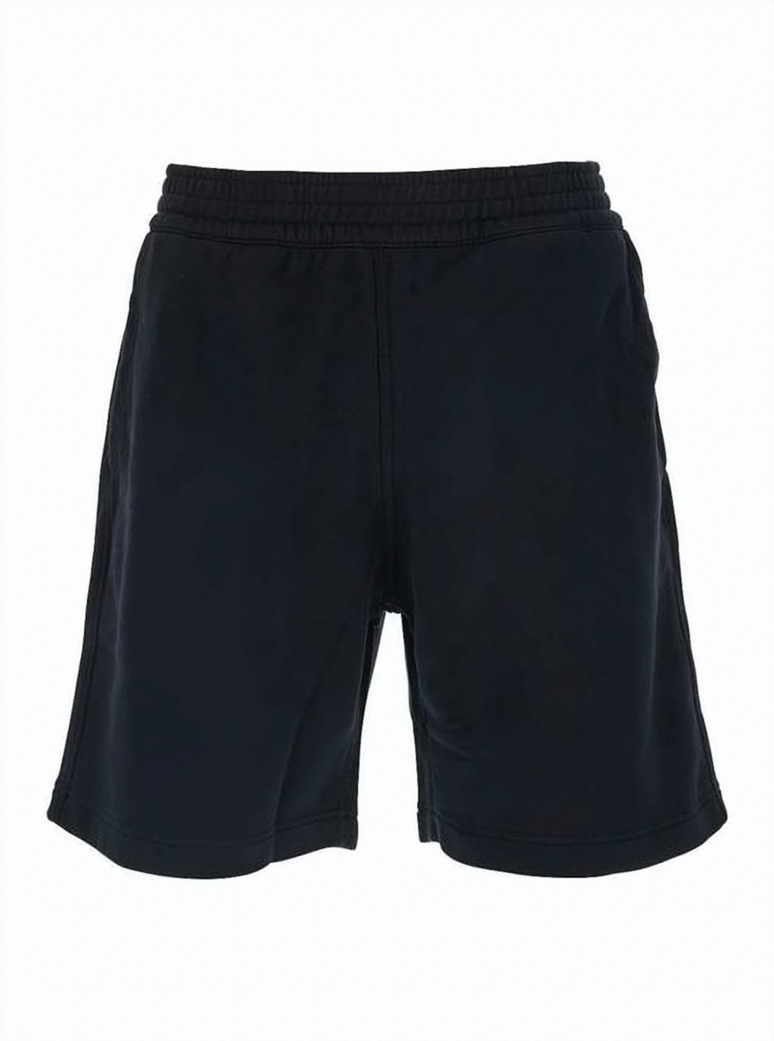 Relaxed Fit Black Cotton Shorts with Elastic Waistband and Subtle Patch