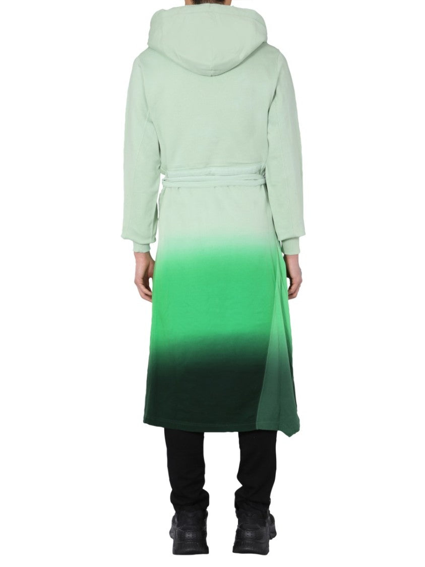 Gradient Hooded Dress With Wrap-Style Front