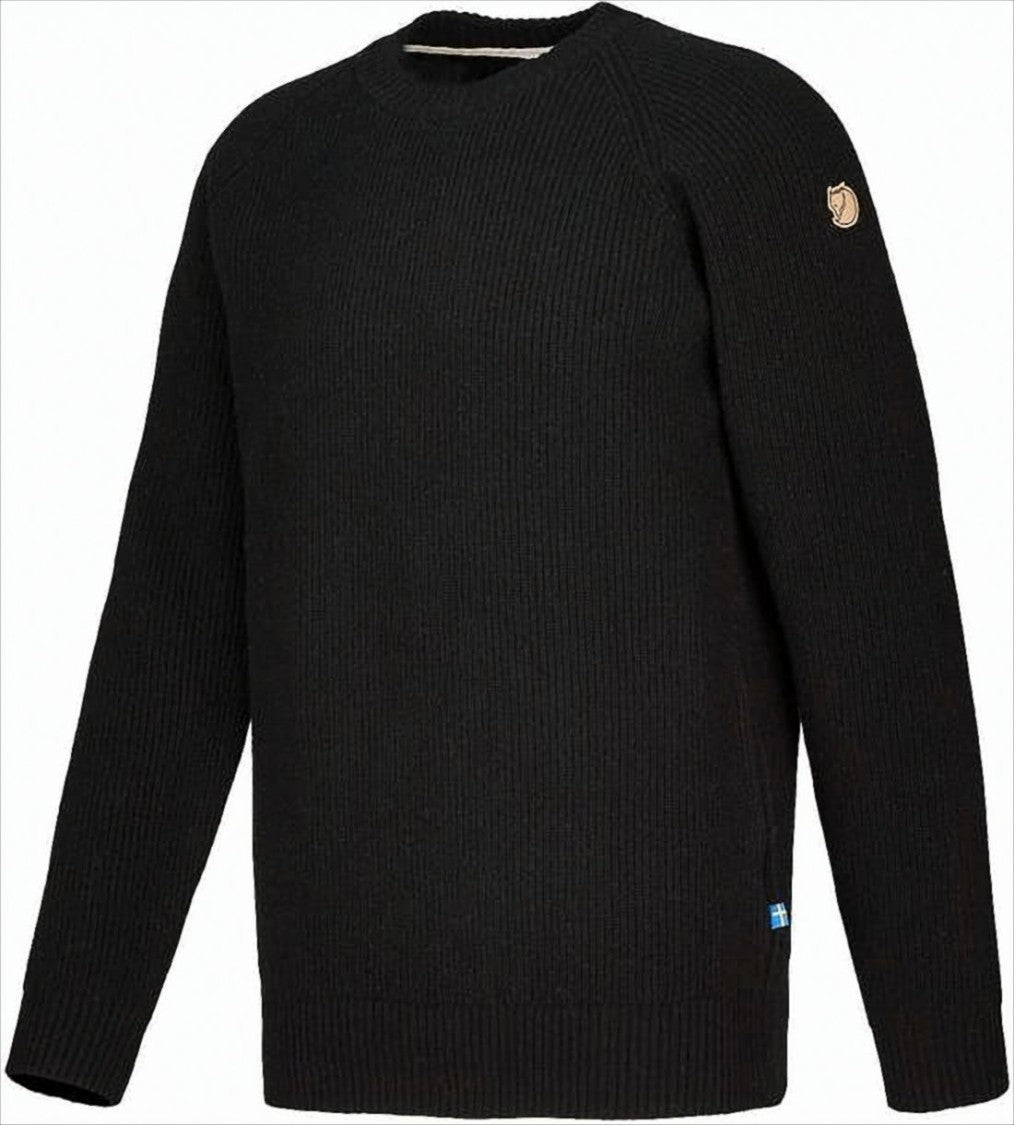 Textured Knit Long-Sleeved Top with Classic Crew Neckline