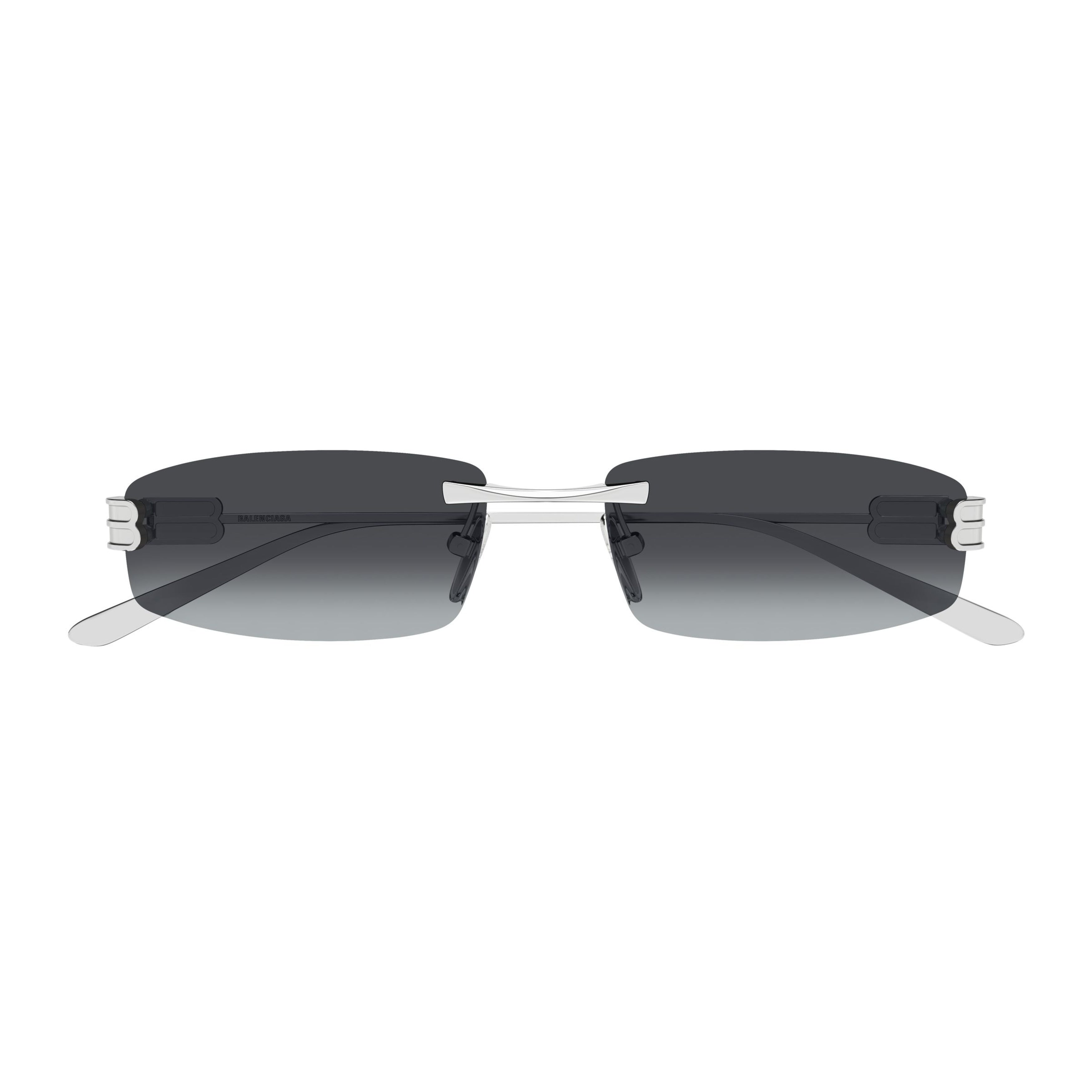 Rectangular Gradient Lens Rimless Sunglasses With Triple-Bar Detail