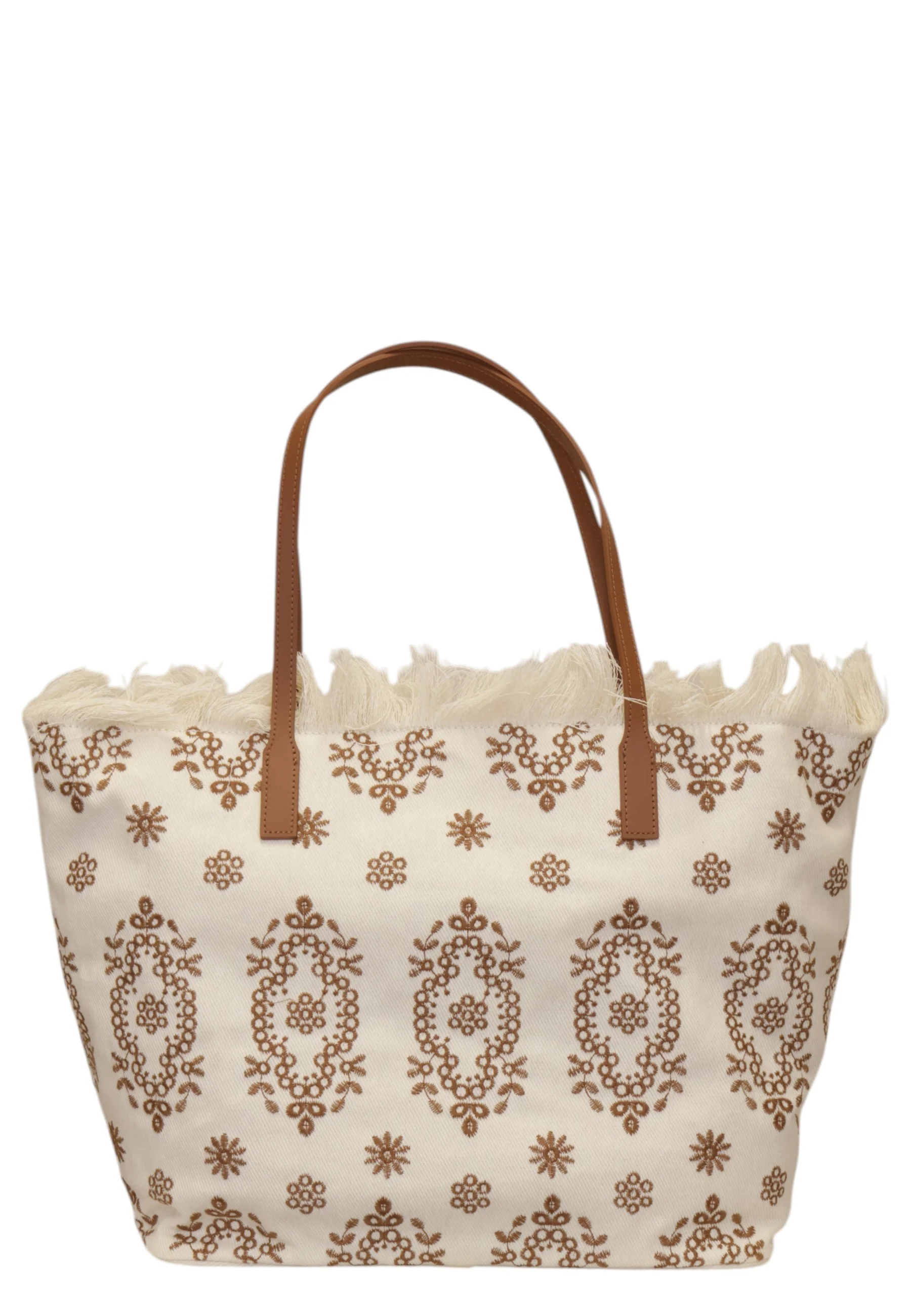 Spacious Tote Bag with Floral and Geometric Patterns