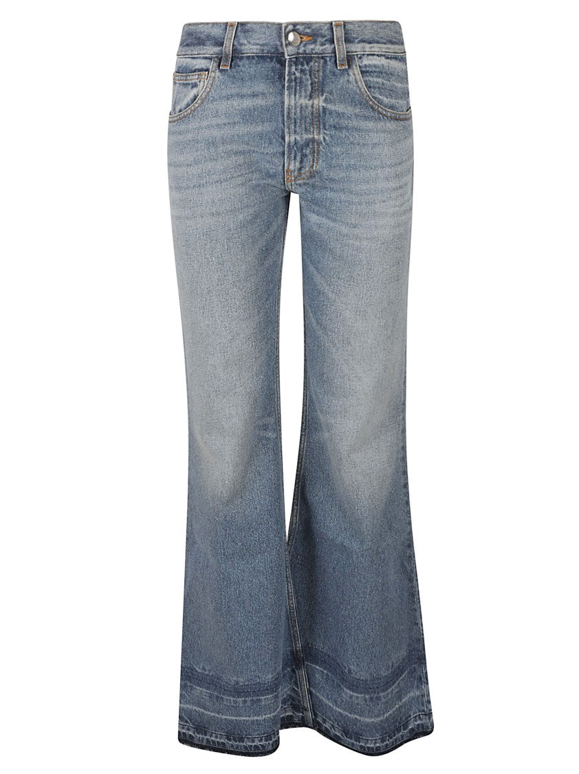 High-Waisted Flared Jeans With Vintage Wash
