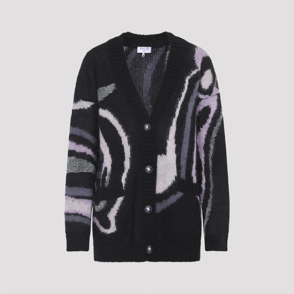 Mohair Blend Cardigan With Abstract Patterns