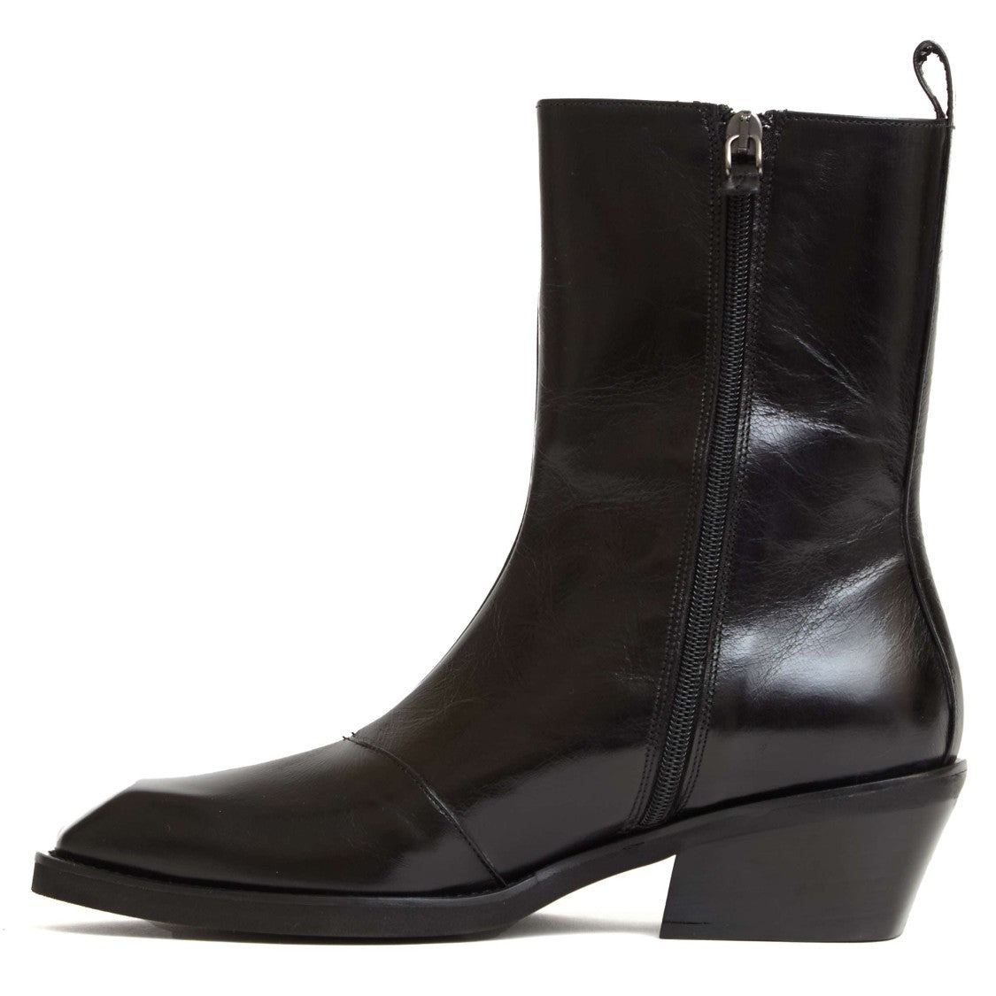 Ankle Boots in Smooth Black Leather