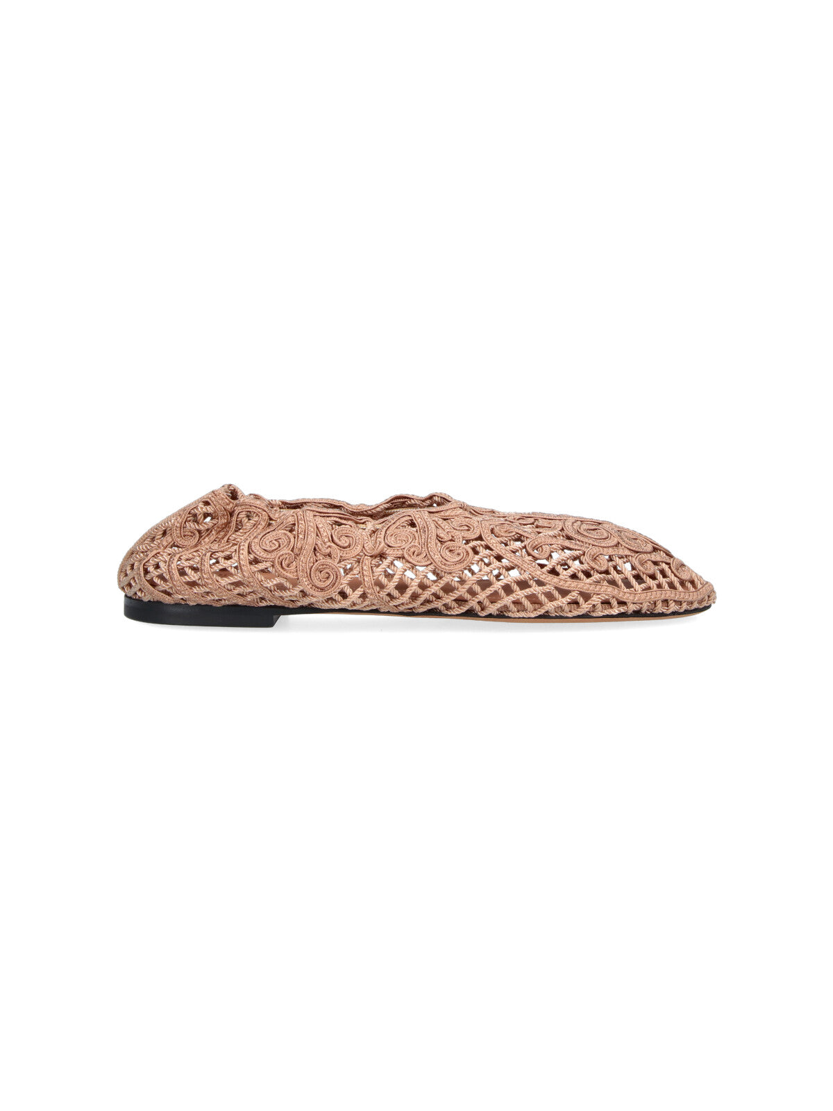 Neutral Pointed Toe Woven Lattice Flats