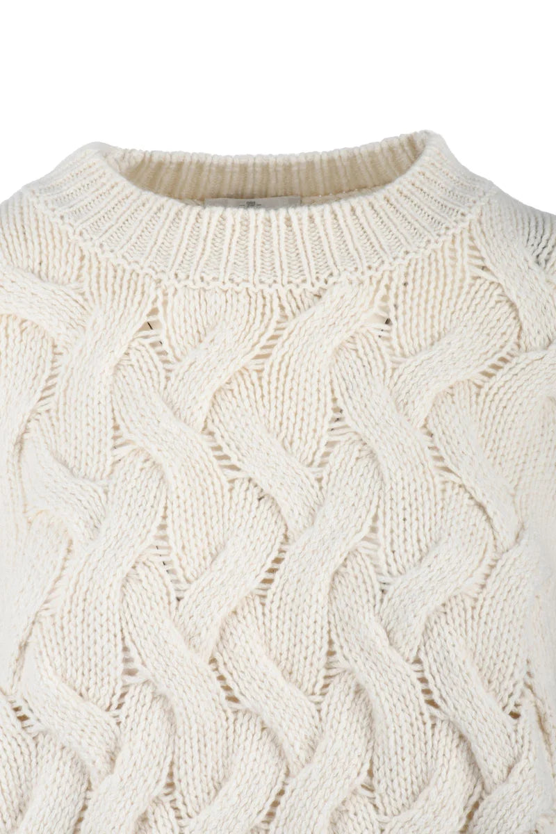 Cable Knit Sweater - White