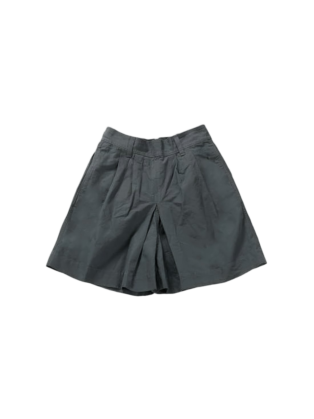 Wide-Leg Grey Shorts with Pleat Detail