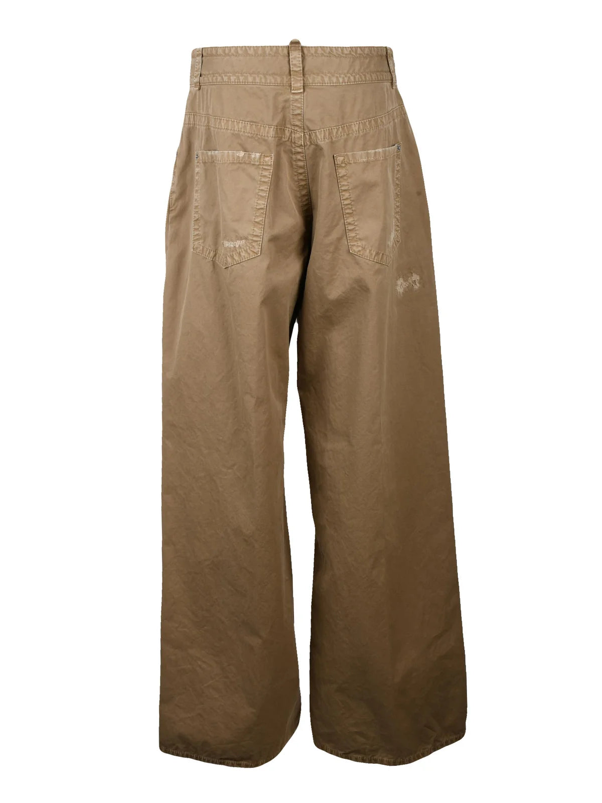 Wide-Leg Trousers with Distressed Details
