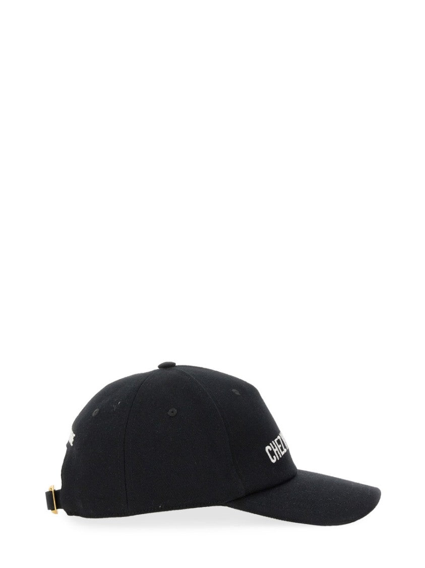 Embroidered Black Cotton Baseball Cap